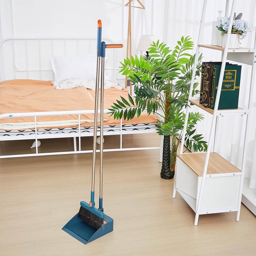 Broom and Dustpan Set 47 Inch Long Handle Brooms for Sweeping Indoor Household - Picture 5 of 6